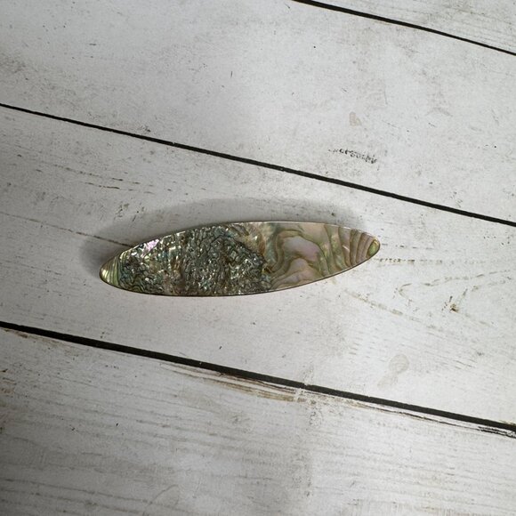 Vintage Nail Buffer • Iridescent Celluloid Top • Bone Handle • Vanity Manicure T - Picture 1 of 4